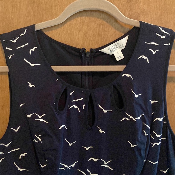 Market & Spruce Shada navy dress with birds - Picture 4 of 13